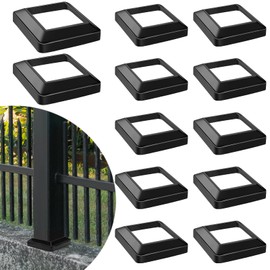 Tandefio 12 Pcs 4 x 4" Post Skirt, One-Piece Metal Post Base Cover Internal Size 3. 5 x 3. 5" Base Cover, Porch Columns Wraps for Fence Stair Wood Vinyl (Glossy Black)