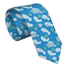 Manatees And Algae Men'S Neckties Tie Print Novelty Neck Ties Great For Weddings Dances Gifts