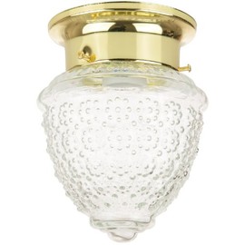 Diodesy- One Light Ceiling Flush Mount Pineapple Glass Shade Fixture 3.5 Inch 18W Max GU24 Fluorescent 2700K Warm White 1250LM Clear Optic Polished Brass Lantern for Bedroom Living Room Bedside