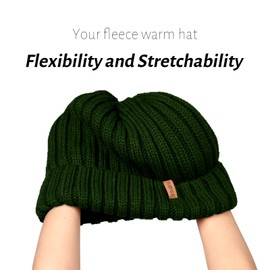 FURTALK Womens Slouchy Winter Knit Beanie Hats Chunky Hat Bobble Hat Ski Cap Pine Green