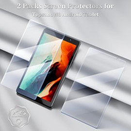 Topsand 2-Pack Premium Tempered Glass Screen Protectors for N8 Android Tablet - Anti-Fingerprint, Dust-Resistant - Easy Bubble-Free Installation for 8" Tablet