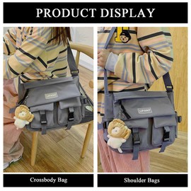 Extolove Cute Messenger Bag, Nylon Crossbody Bags for Women Kawaii Messenger Bags Purses with Cute Pendent (A Blue)