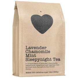 Lavender Chamomile Mint Sleepynight Tea, 100+ Servings, Eco-Conscious Zip Pouch, Caffeine Free, Pure Loose Leaf Tea Grown in America, 14.0 Ounce (Large)