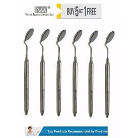 Wise Instruments Dental Mouth Mirror Double Sided # 5 (Pack of 6) with Handles by Wise instrument