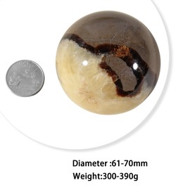 mookaitedecor 61-70mm Natural Septarian Crystal Ball Sphere Ornament with Stand, Septarian Nodule Dragon Stone Healing Crystal Geode Ball Gift Reiki Chakra Meditation Room Decor Witchcraft Wiccan Gift