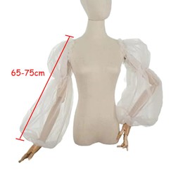SMTCM 1 Pair Removable Puff Sleeves for Wedding Dress White Bridal Sleeves Tulle Sleeves with Spandex Band Transparent Arm Warmers Arm Cover Bridal Accessories Fingerless Gloves Long Fake Sleeves for