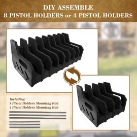 JUIOHAKY Pistol Rack with 4 & 8-Gun Slots Mounting Rod, Soft Foam Gun Safe Pistol Organizer, Handgun Rack Pistol Holder Ideal for Gun Storage Cabinet Accessories