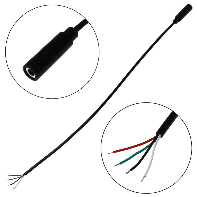 E-outstanding 3.5mm Female Jack to Bare End 2PCS Black TRRS