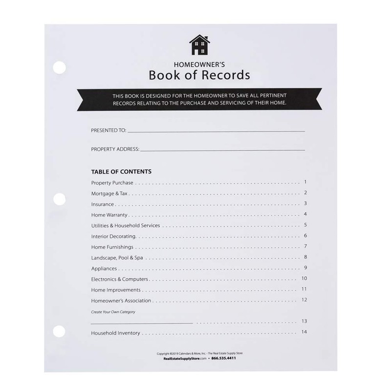 HannahDirect The Homeowner's Book of Records - Real Estate Agent