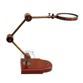 Hanzla Collection Antique Desk Magnifier Moveable Lens Kelvin & Hugnes London Marine Adjustable Magnifying Glass - Vintage Tabletop Accessory