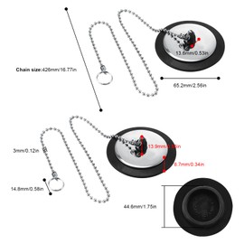 FINELYCR Set of 4 rubber sink plugs, kitchen sink, bath plug rubber sink with 42 cm chain, suitable for sink diameter 42-45 mm