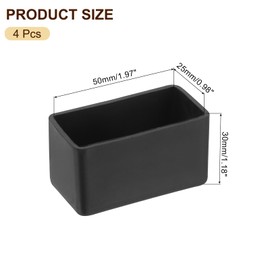 uxcell 4Pcs Rectangle Chair Leg Floor Protectors, 1" x 2" PVC Table Chair Leg Cover to Protect Wood Tile Floors Pads Furniture Leg Caps Non-Slip Reduce Noise, Black