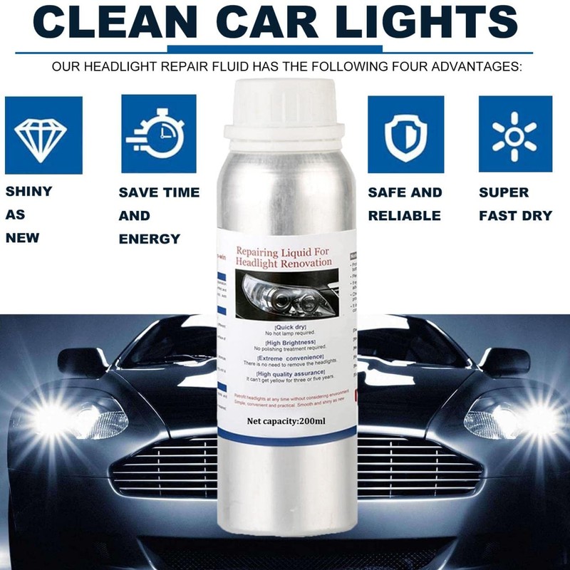 200ML Car Headlight Restoration Fluid,Car Headlight Polishing Repair Fluid to