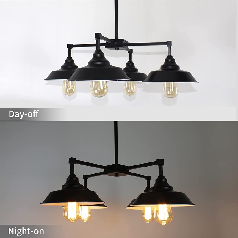 PUZHI HOME Kitchen Island Light Black Pendant Lighting Fixture 4