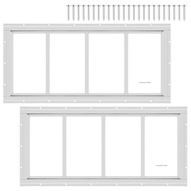 2 Pack Shed Window 10" W x23 H, White Flush Mount Window with Tempered Glass for Playhouses, Sheds, Garage and Chicken Coops