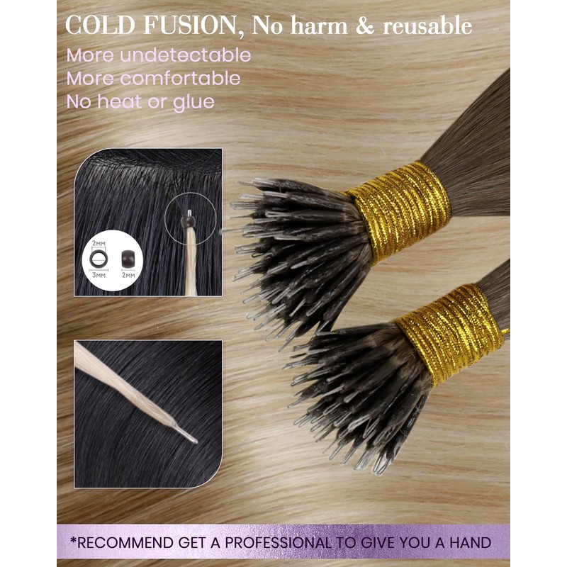 LaaVoo Nano Hair Extensions Real Human Hair Blonde 100s 100g