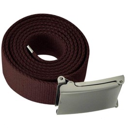 WedDecor Unisex Webbing Belt Fits 26-51 Inches - Army Combat Style Cotton Fabric Canvas Material - With Shiny Silver Buckle Slide Catch Clamp for Casual Wear-Brown