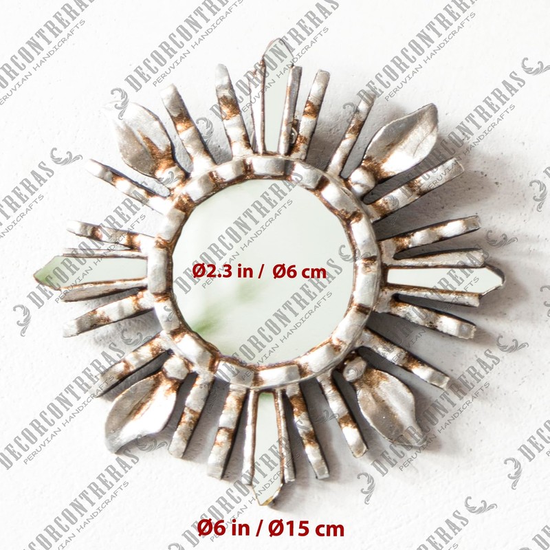 DecorContreras Artisan Small Round Wall Mirror 6in - Peruvian Accent