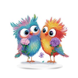 Eiflow Desktop Diamond Art Ornament Kit for Adults Bird, DIY Tabletop Diamonds Painting Board Kit, Acrylic Diamond Art Painting on Stand