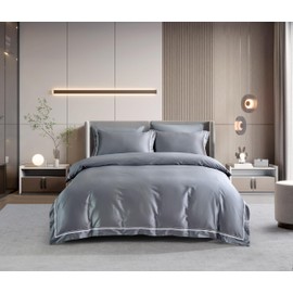 CASA BOLAJ DESIGNED TO DREAM Casabolaj Duvet Covers Set 3 Pieces Do Not Include Filling Grey Color 100% Cotton Sateen (Gray, Queen (U.S. Standard))