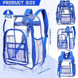Sanwuta 8 Pcs 17 Inch Clear Backpack Bulk for Students, Heavy Duty PVC Transparent Backpack Stadium Approved Bookbag (Colorful)