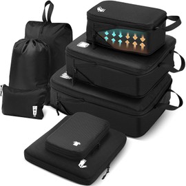 Samfolk Travel Compression Bag, Travel Pouch, Travel Compression Bag, Set of 8, Compression Pouch, Packing Pouch, Clothes Sorting, Travel, Business Trip, Convenient Goods, Large Capacity, Waterproof