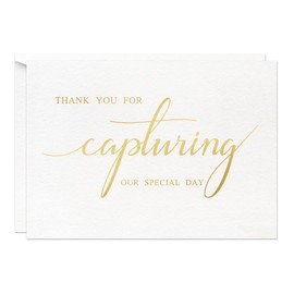 MAGJUCHE Photographer Wedding Vendor Thank You Card, Gold Foil Thank You For Capturing Special Day Card