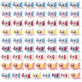 Mini Resin Axolotl, 64PCS Luminous Mini Plastic Animals, 8 Colors Mini Axolotl, Figurines Ornament Mini Axolotl Figures for DIY Craft Garden, Landscape Aquarium Accessories