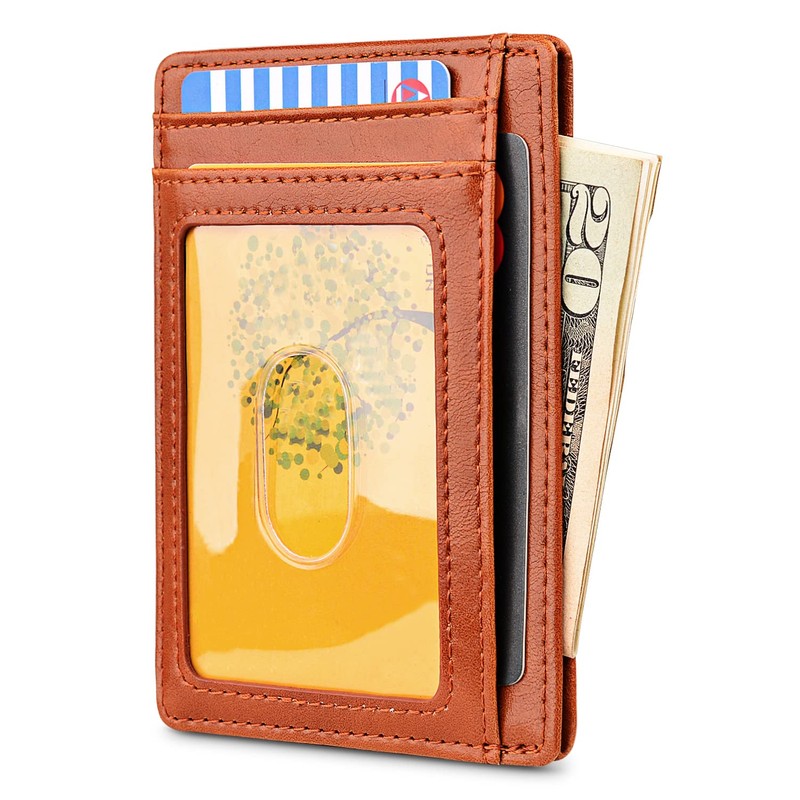 Buffway Slim Minimalist Front Pocket RFID Blocking Leather Wallets for