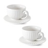 YINUOWEI White Tea Cups and Saucers- 4oz Stackable Ceramic Espresso