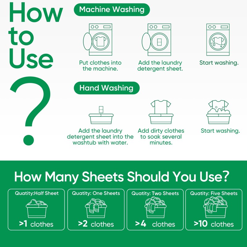 Travel Laundry Detergent Sheets Eco-friendly 120 Loads Fisroa Clothes Washing