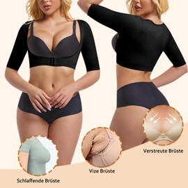 ONEW Women's Arm Shaper Upper Arms Slim Shaper Humpback Posture Corrector Top Chest Support Shapewear Undershirt Sleeves Compression Corset, black