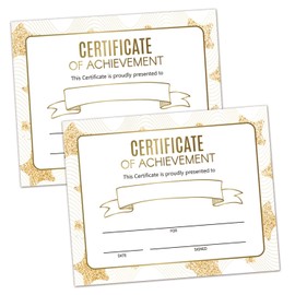 25 Gold Stars Award Certificates - Certificate of Achievement - Student of The Month Certificates for Students,School Graduation Ceremony,Certificate of Achievement Awards.（8x10 in）