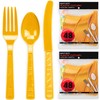 DecorRack Plastic Cutlery Set, Yellow Colored Plastic Silverware Sets for