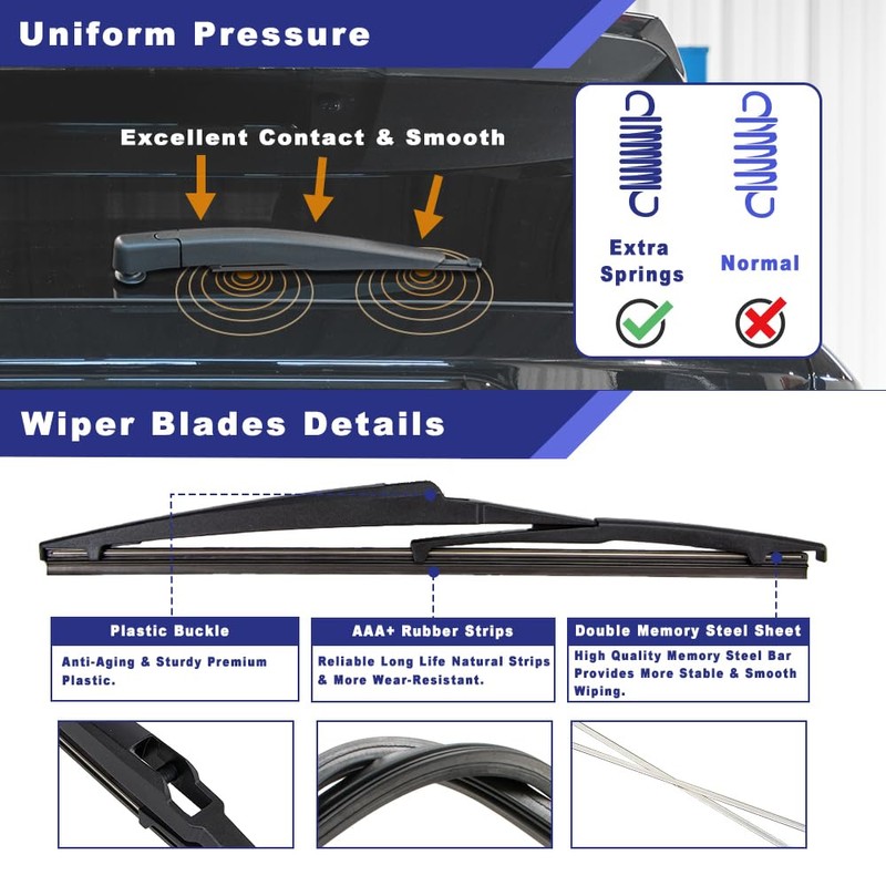 Shopauto Rear Windshield Wiper Arm Blade Assembly Kit Compatible with