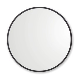 Better Bevel 30” x 30” White Rubber Framed Mirror | Round Bathroom Wall Mirror