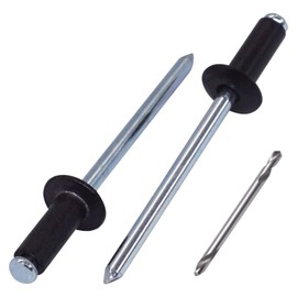 SKIR'CO Pack of 400 blind rivets painted 4.0 x 10 mm, aluminium pop rivets, drill included (jet black RAL 9005)