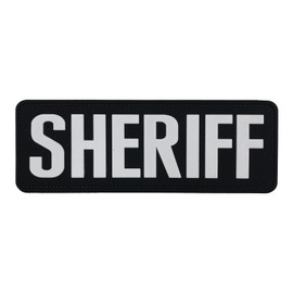 uuKen Large Sheriff Patch 8.5"x3" for Vest Jacket Clothing Bag Backpack (All Black and White)