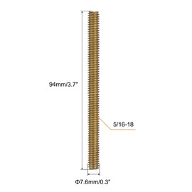 uxcell 10pcs Fully Threaded Rods 5/16x3-3/4 All Thread Studs Long Threaded Screw Carbon Steel for Furniture Garden Railing Mounting Assembly Fastening Frame Connection Colorful Zinc