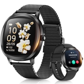 GLPYR Women's 2pc Band Sports Watch/Smart Watch 1.72" Fitness Tracker with Heart Rate Monitor, 100+ Sports Modes, Sleep Tracking, 7-Day Battery, IP68 Waterproof (Black)