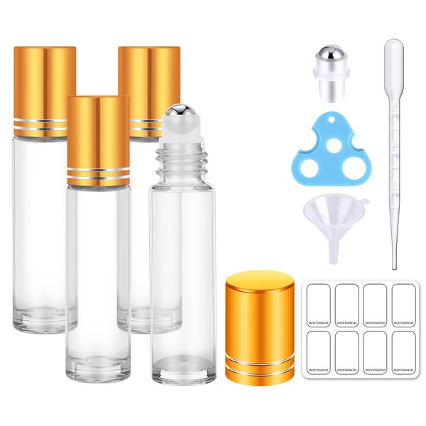 bofessor Essential Oil Roller Bottles, 10ml Clear Glass Roll on
