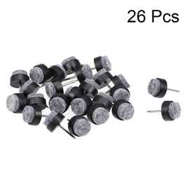 sourcing map Nail On Furniture Felt Pads Glide Chair Table Leg Protector 14mm Dia Black 26pcs