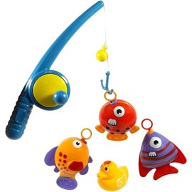 Realistic Hook and Reel Fishing Toy for Bathtub | Baby Bath Toy Fishing Set | Pool Playset with a Fishing Rod, 3 Fishes & a Ducky for Kids Ages 3+ - Size: Set of 1