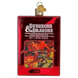 Old World Christmas Dungeons & Dragons Red Box Glass Hanging Ornament