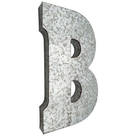 SciencePurchase 20" Metal Letter B Wall Decor, Silver with Rusted Edges, Galvanized Wall Mountable Decoration for Country, Mid-Century, or Farmhouse Themed Room or Event