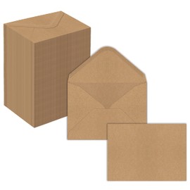 Mini sobres Kraft de 4 x 2.7 pulgadas, fuertes 35 libras. Papel, solapa engomada contorneada, sobres para tarjetas de regalo, tarjetas de visita, tarjetas de flores (paquete de 200)