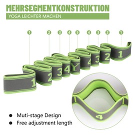 CLOPAE Yoga Stretching Band, Fitness Bands, Yoga Stretch Strap with 9 Loops, Highly Elastic Gymnastics Band, Upgrade Extend Yoga Stretching Strap, Effective Stretching