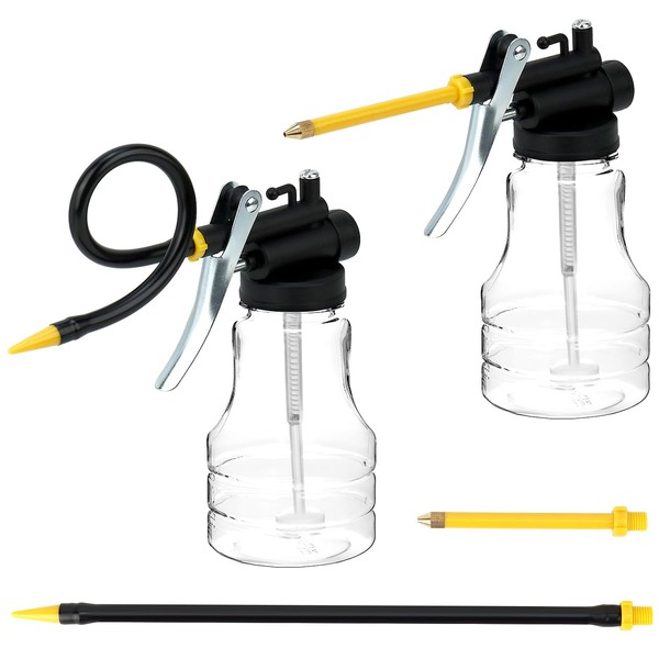 QWORK® 2 Pack 250ml Transparent Oil Can with Rigid &