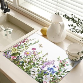 Stove Top Cover for Electric Stove,Butterfly Lavender Heat Resistant Glass Cooktop Cover,Flowers Leaves Multipurpose/Counter/Washer Top Protector,Dishwasher Safe Natural Rubber(28"x19.5")