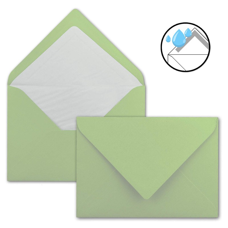 Card pack/folding cards/envelopes DIN B6 in various colours, ribbed with